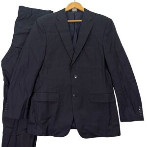Jos A Bank Mens 42L Tailored Fit Suit Travelers Navy Pinstripe Wool Pants 36x31